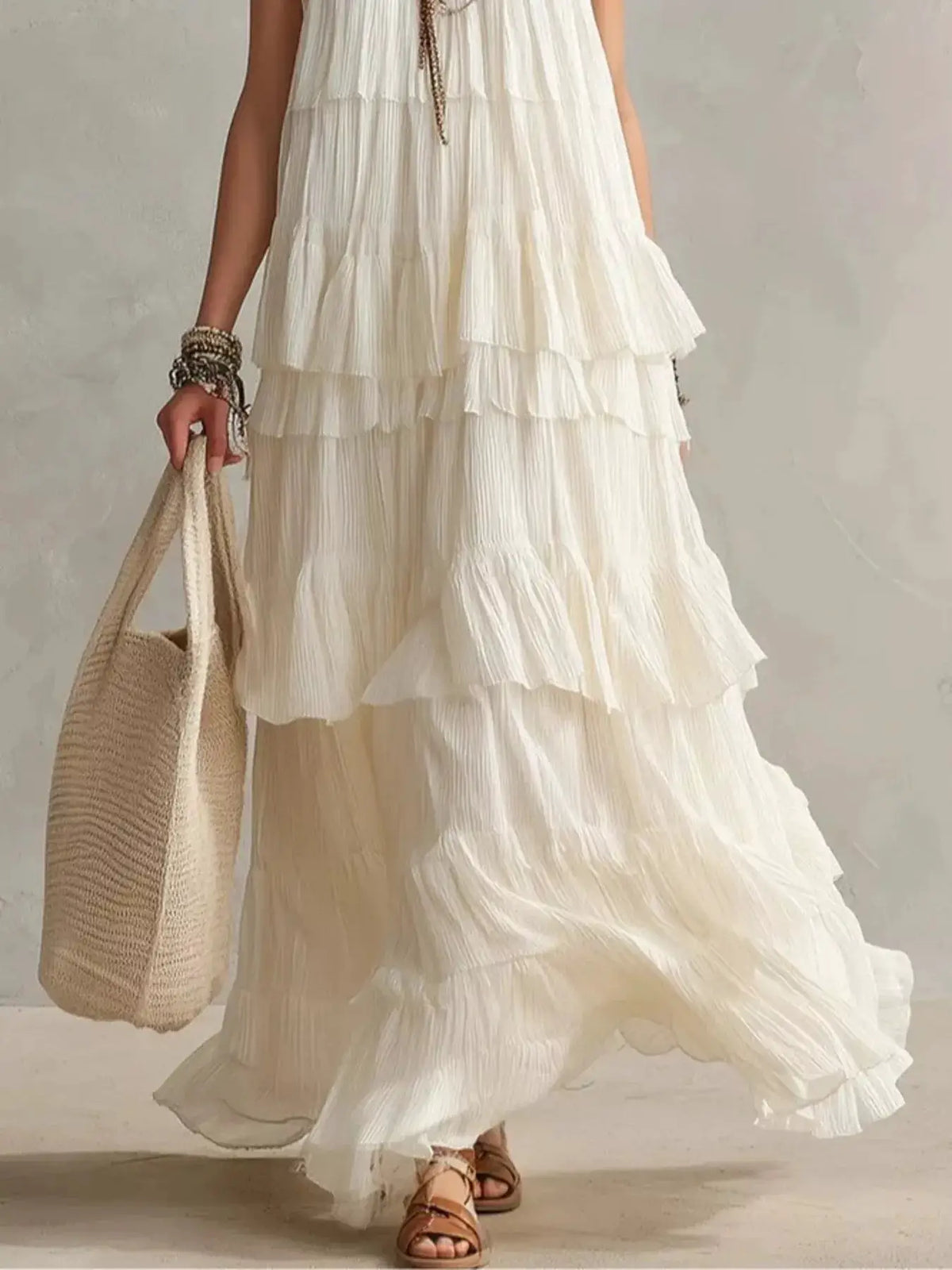 Layered Ruffle Sleeveless Maxi Dress by Trendsi