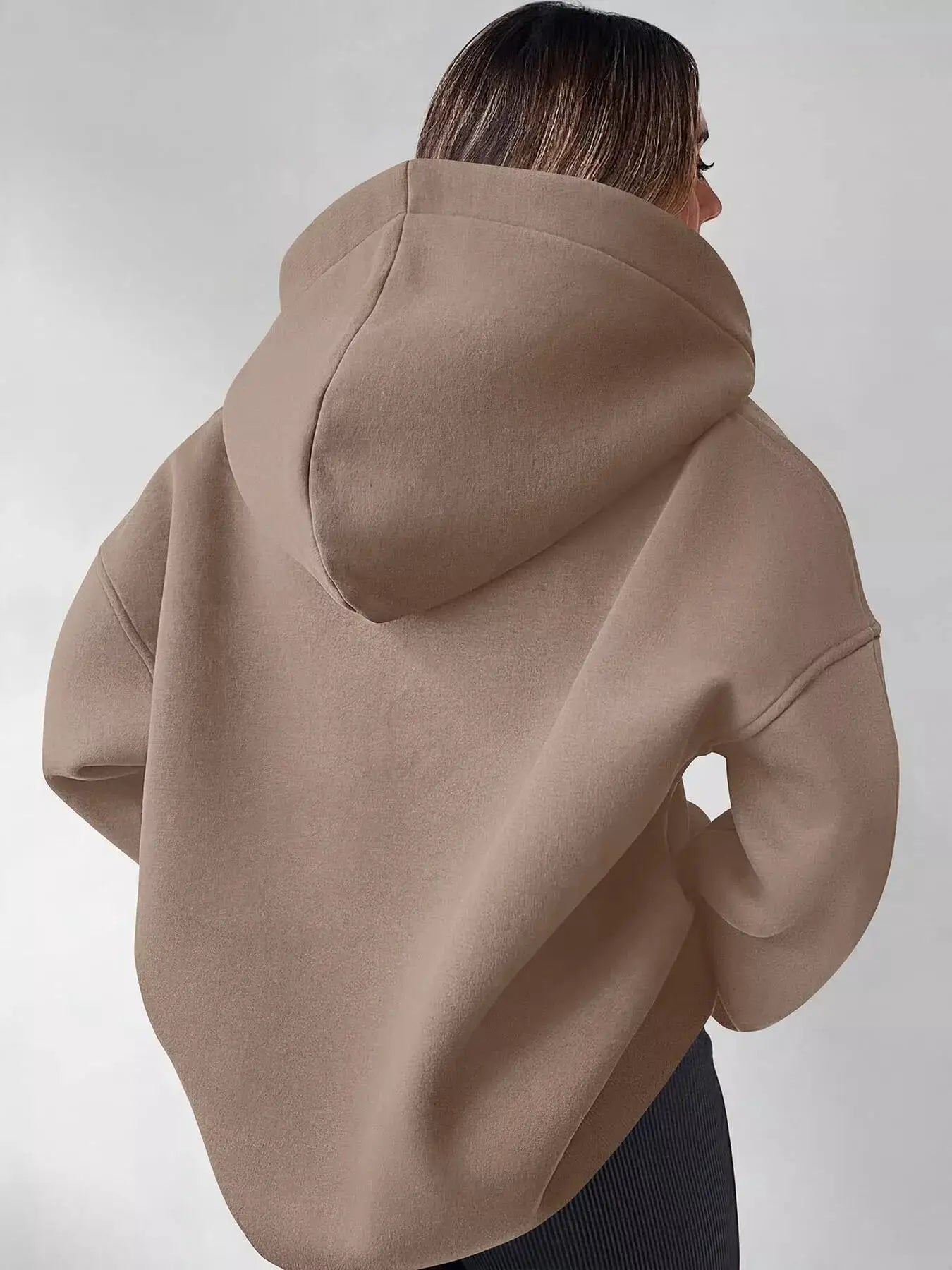 Oversized Quarter-Zip Hoodie by Trendsi