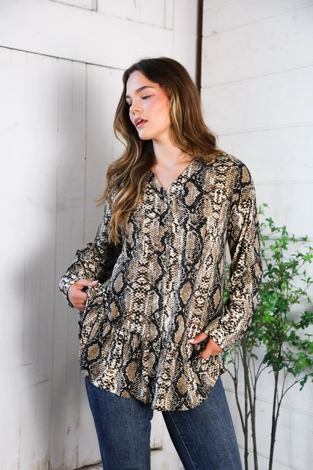 Follow Your Instincts Button Down Blouse by And The Why