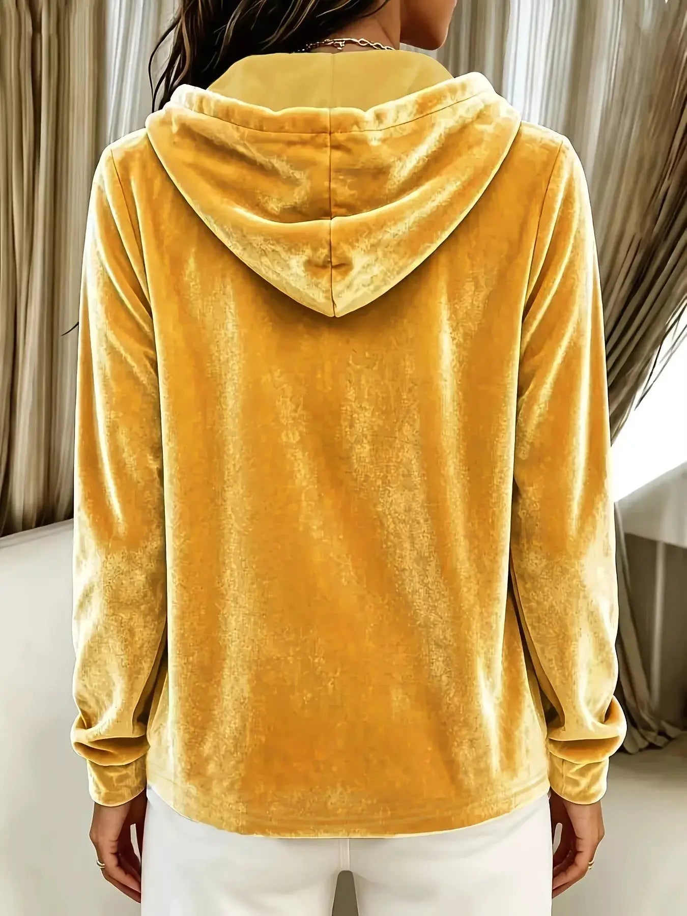 Full Size Drawstring Button Detail Hoodie Plus Size by Trendsi