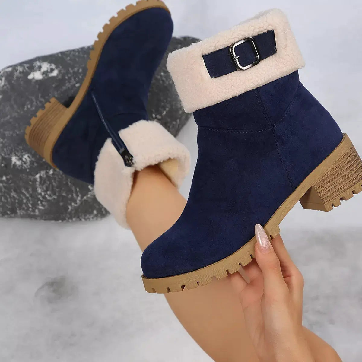Round Toe Block Heels Boots by Trendsi