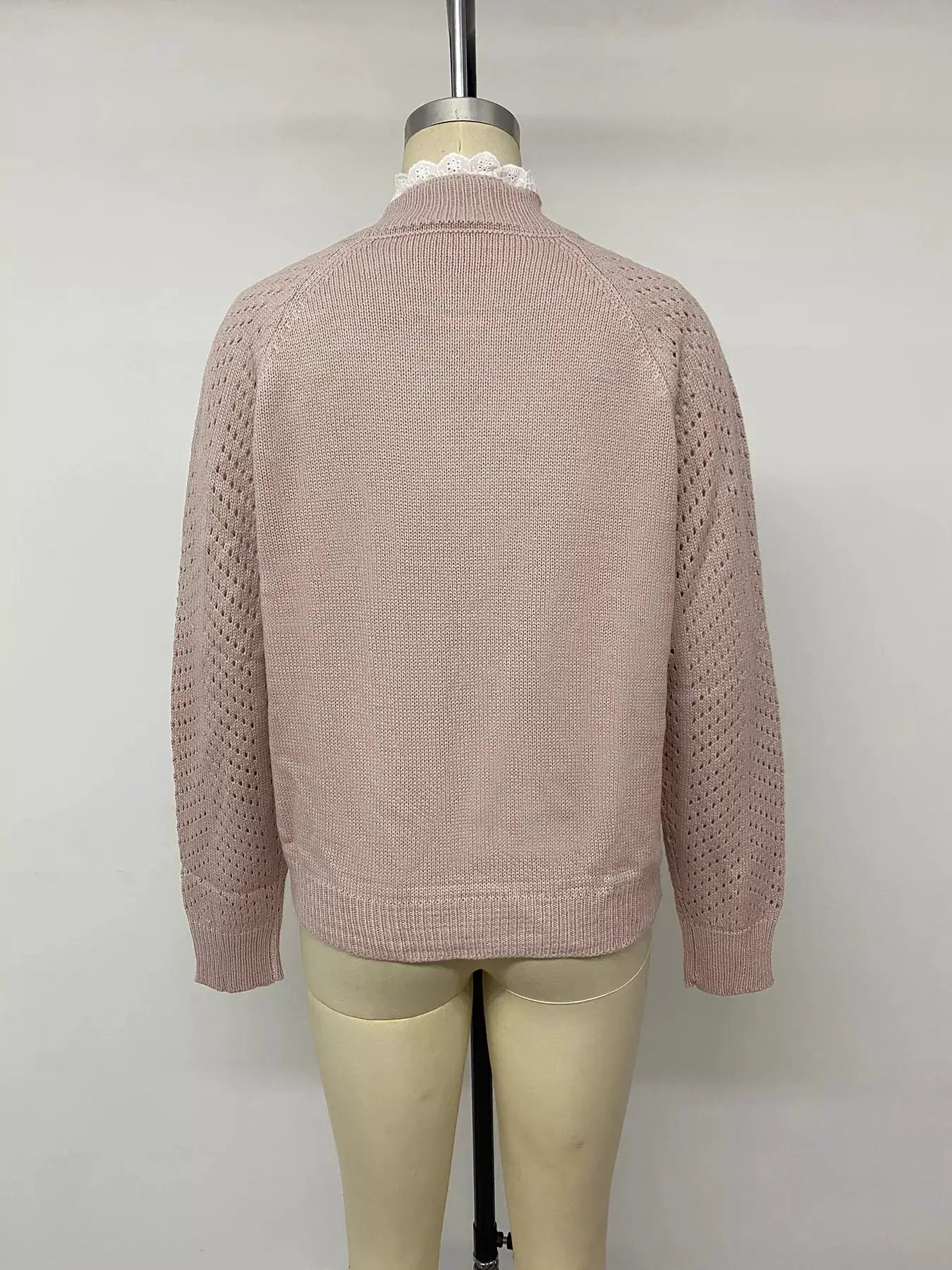 Openwork Mock Neck Sweater by Trendsi