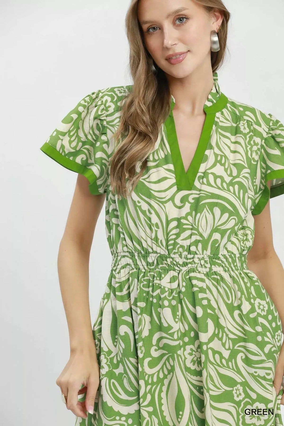 Umgee Paisley Print Midi Dress with Side Pockets by Trendsi