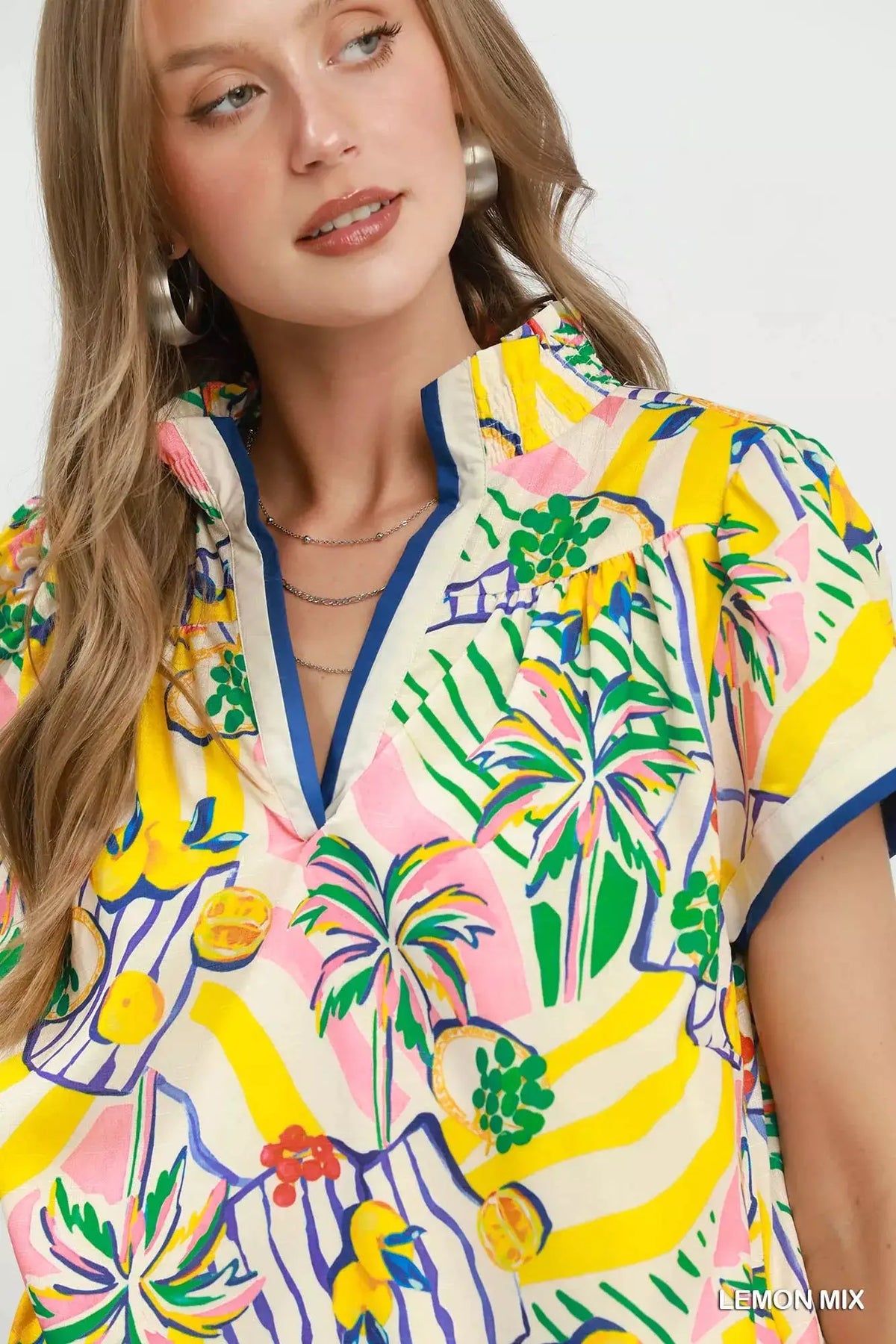 Umgee Tropical Print Collared Shift Dress by Trendsi