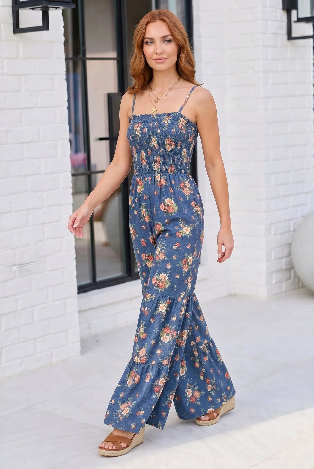 Groovy Florals Smocked Jumpsuit by Haptics