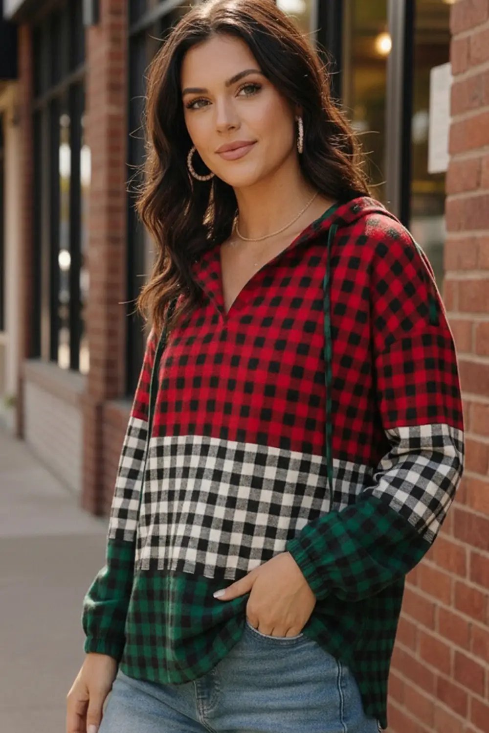 Holiday Cheer Check Hoodie by Haptics