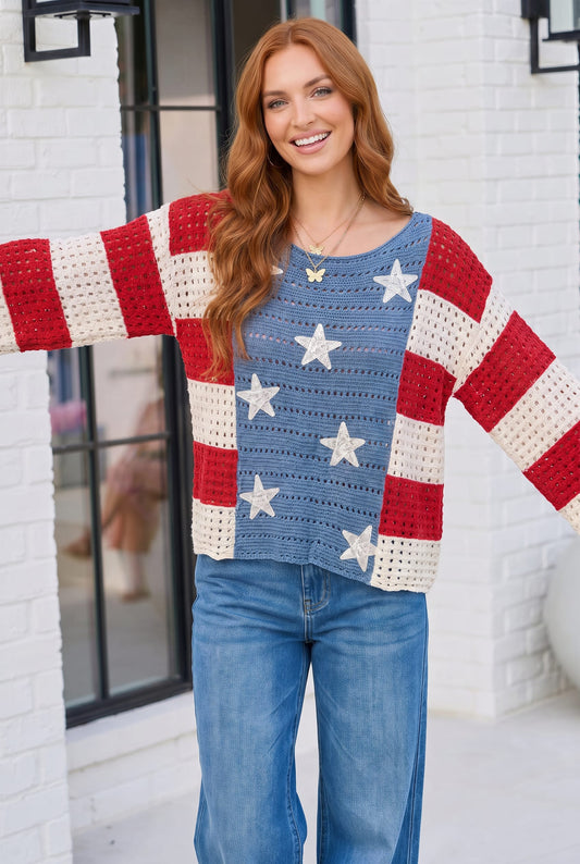 Stars and Stripes Crochet Sweater