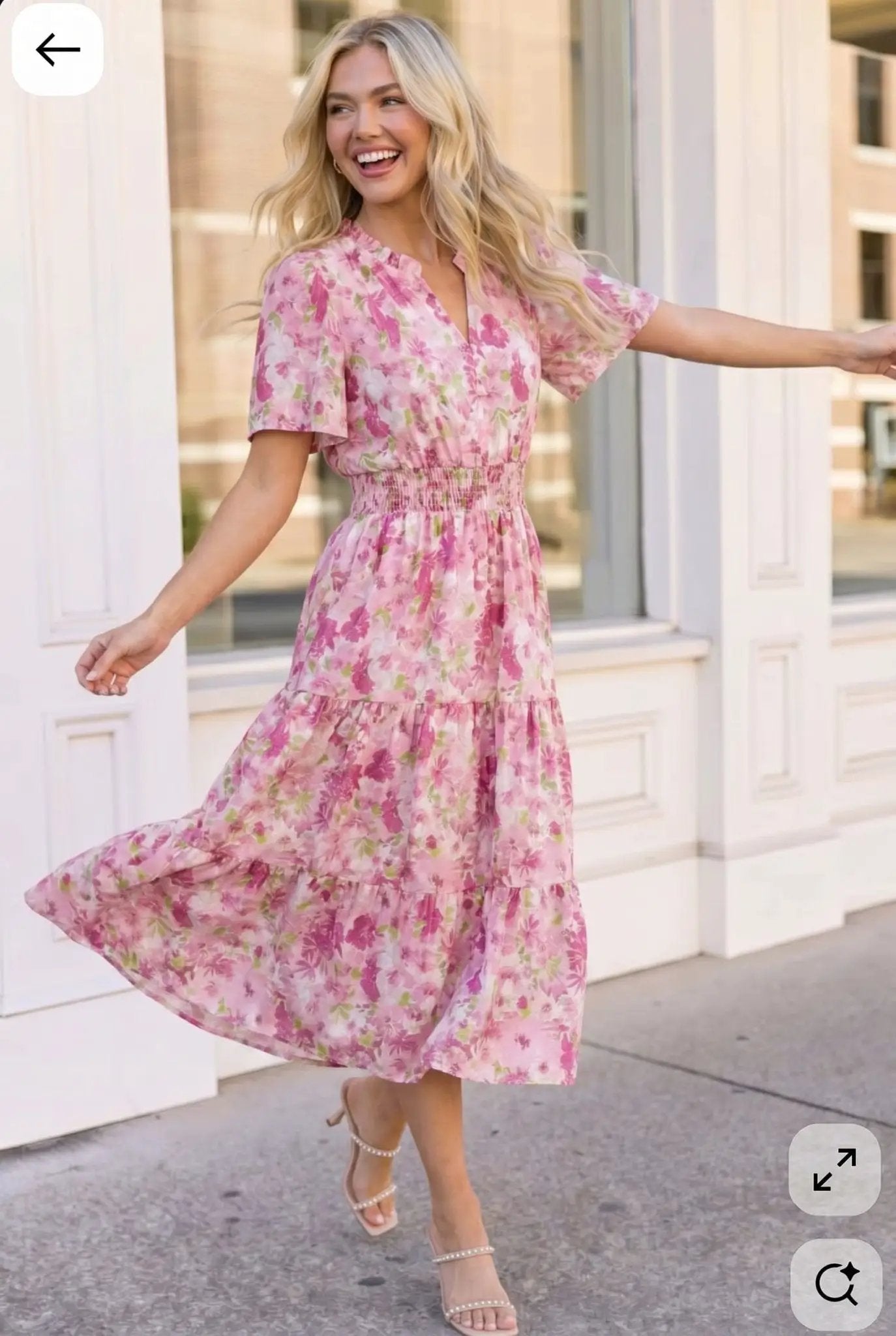 A Georgia Dream in Pink Floral Midi Dress by Haptics