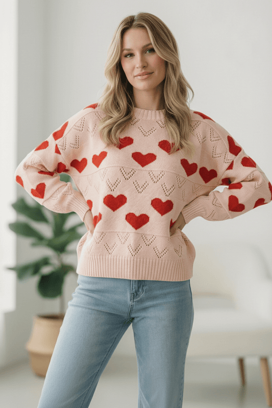 A Love Note Heart Sweater - Bitsy Gypsy Boutique