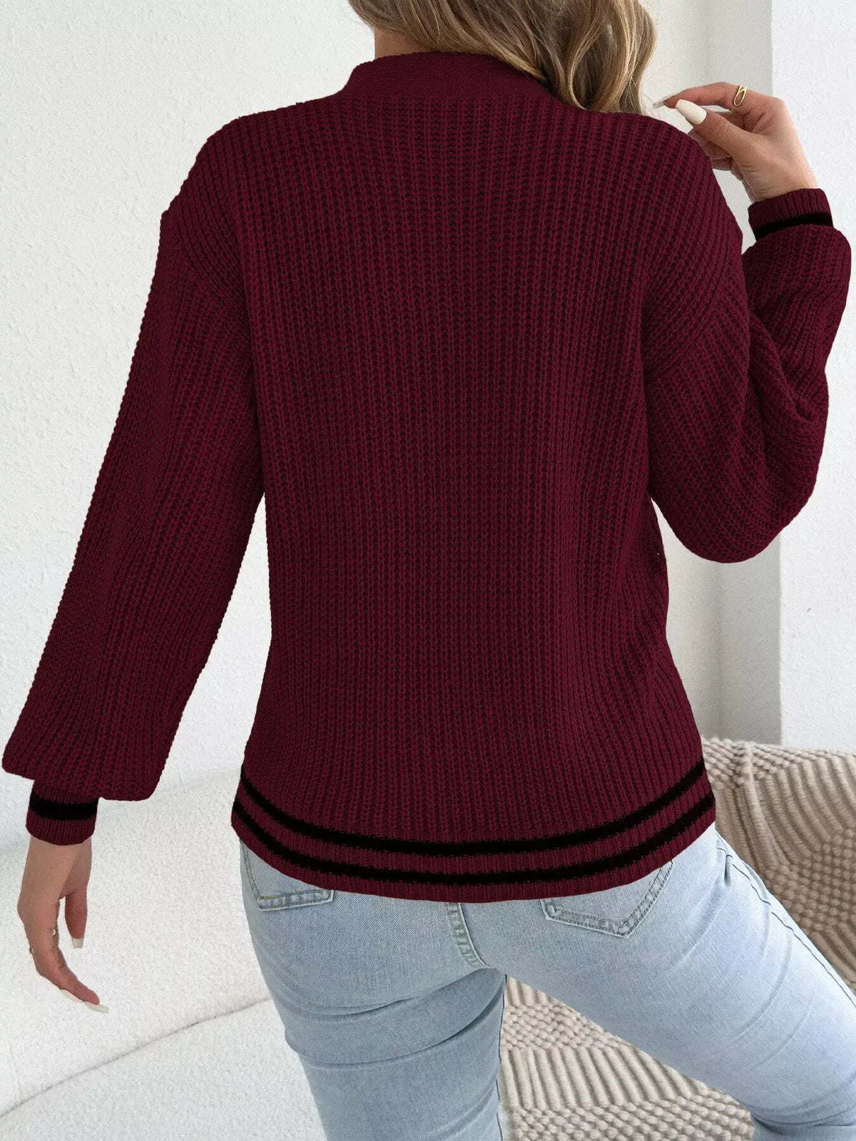 Cutout Cable Knit Sweater by Trendsi