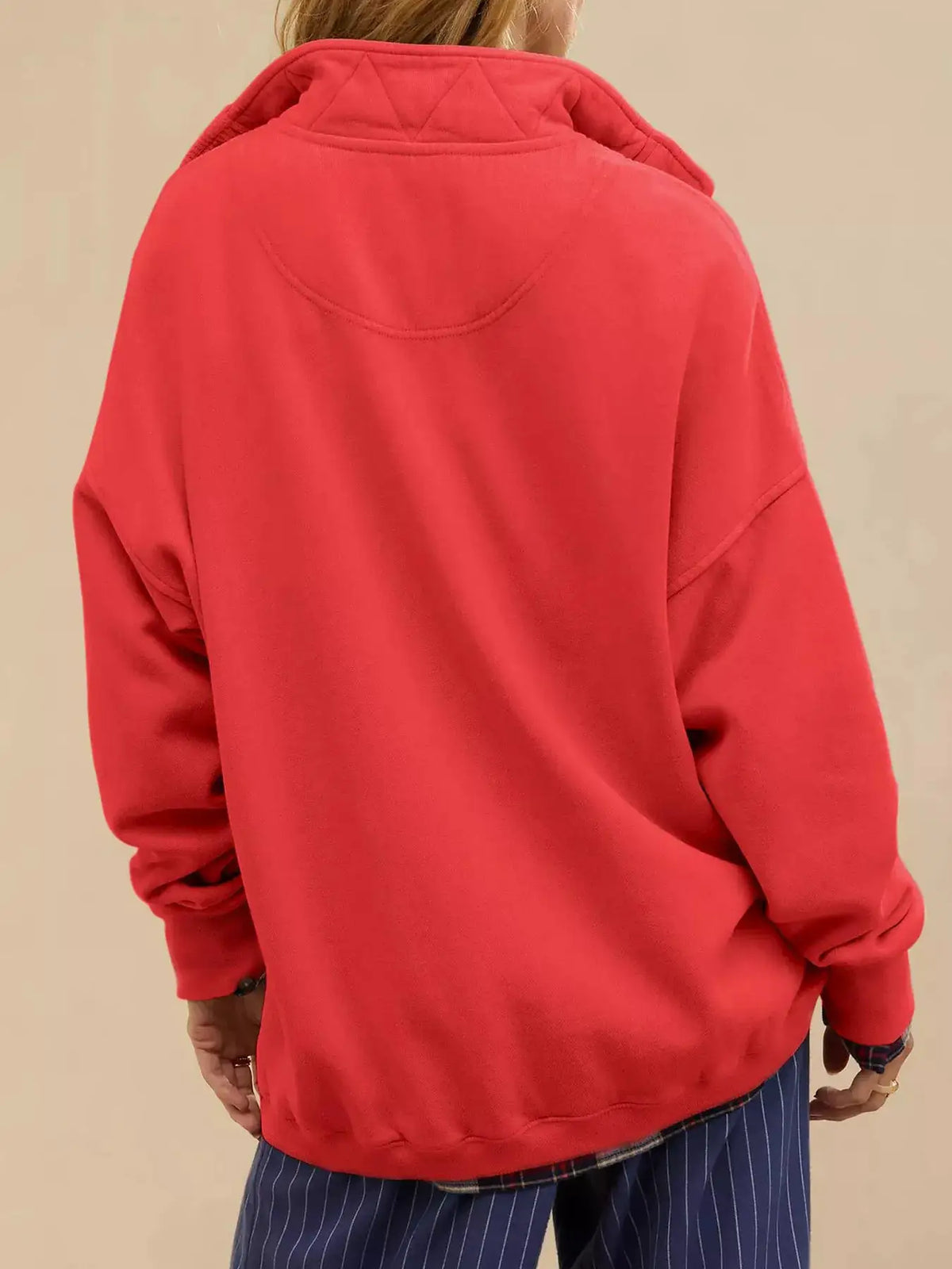 Half Snap Dropped Shoulder Sweatshirt by Trendsi
