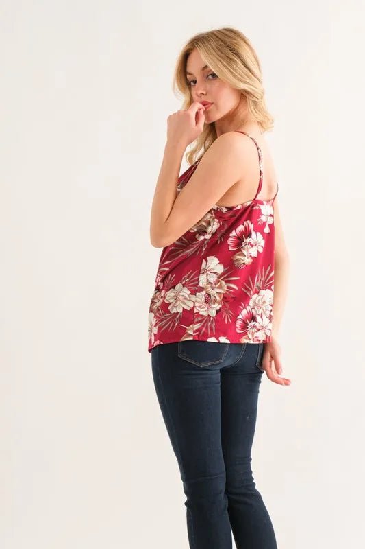 And The Why Floral Printed Casual Tank Top - Bitsy Gypsy Boutique