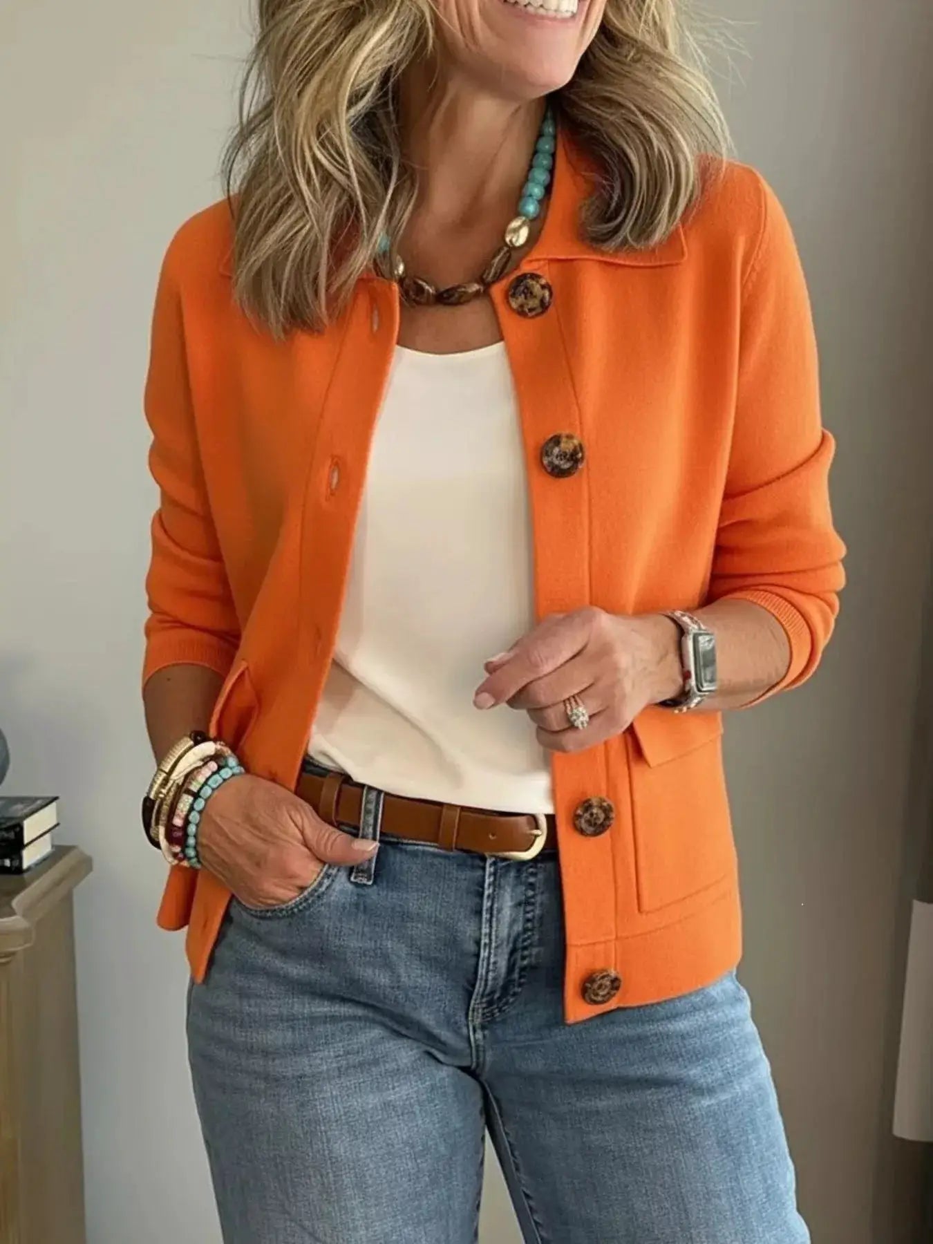 Full Size Long Sleeve Button-Down Outerwear Plus Size by Trendsi