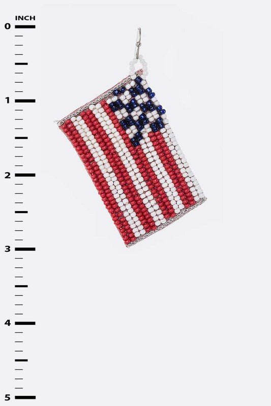 Beaded American Flag Earrings - Bitsy Gypsy Boutique