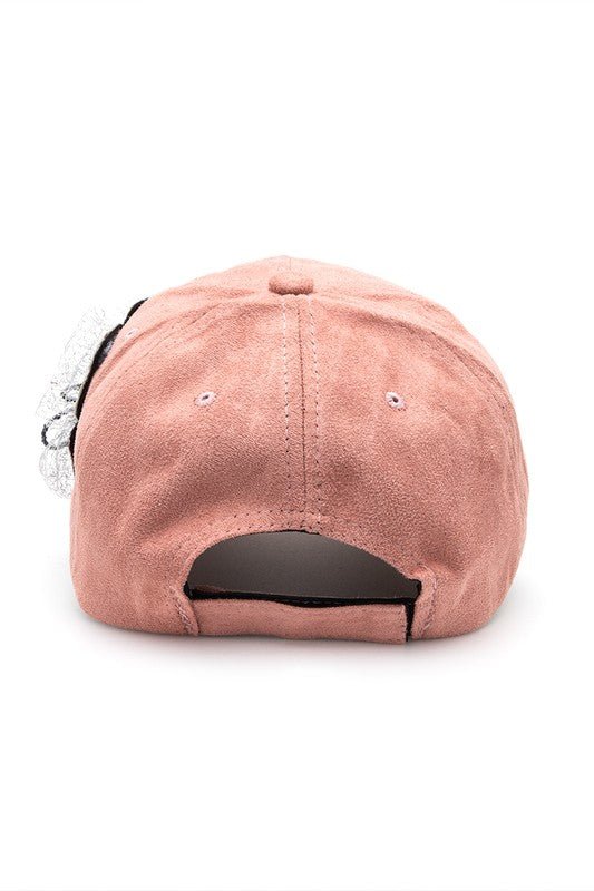 Beaded Flower Suede Fashion Cap - Bitsy Gypsy Boutique