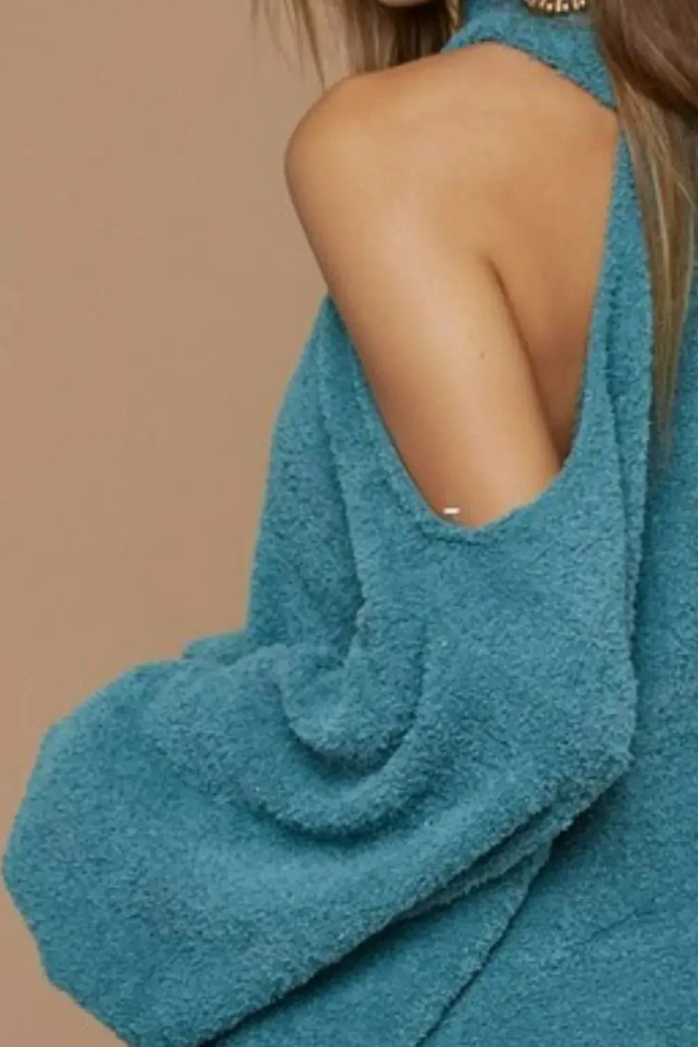 BiBi Belle Sweater Knit Open One Shoulder Turtle Neck by Trendsi