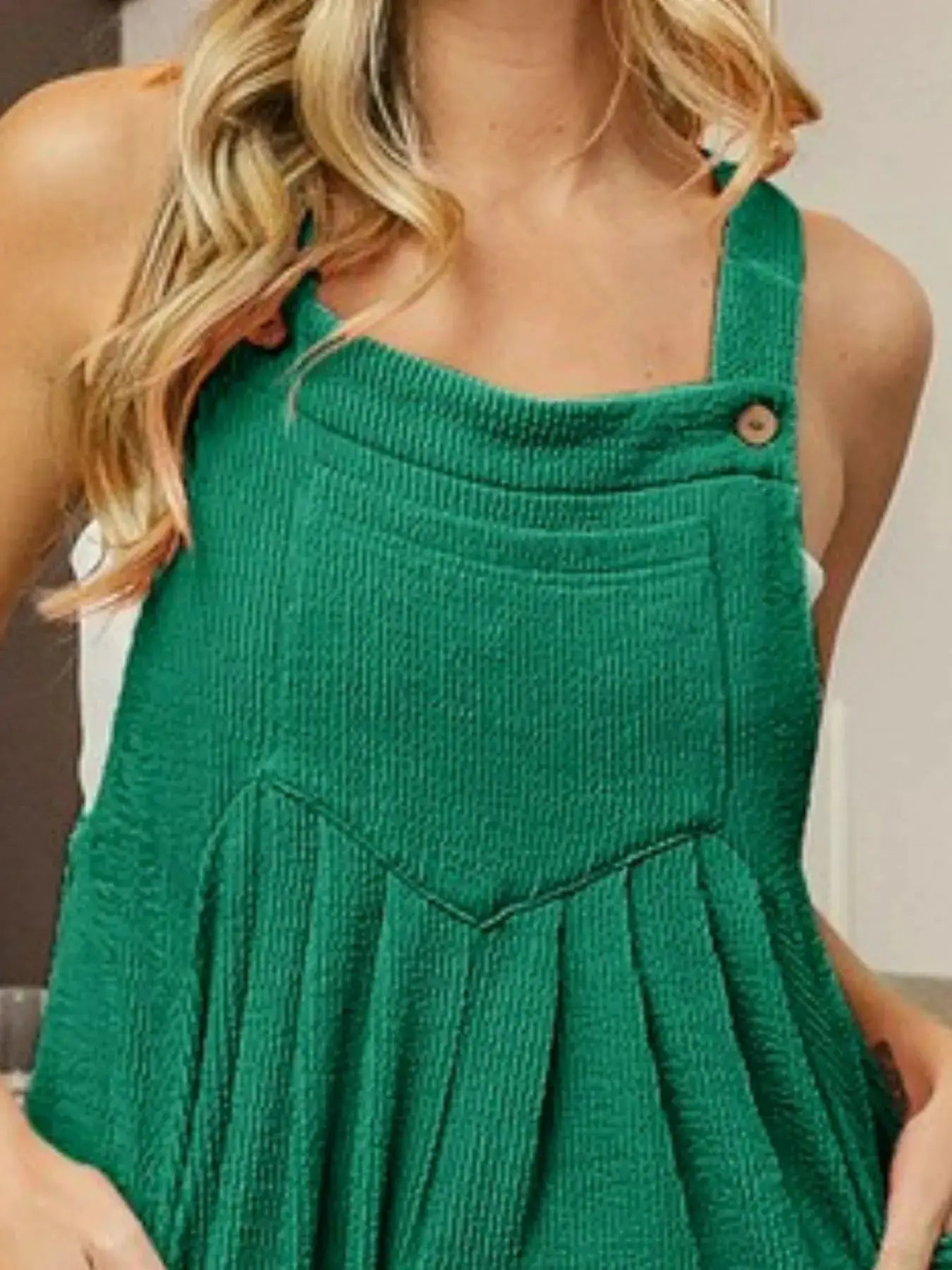 BiBi Crinkle Rib Textured Wide Leg Shortalls by Trendsi