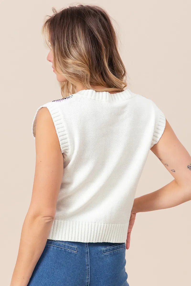 BiBi Diamond Granny Square Sweater Vest - Bitsy Gypsy Boutique