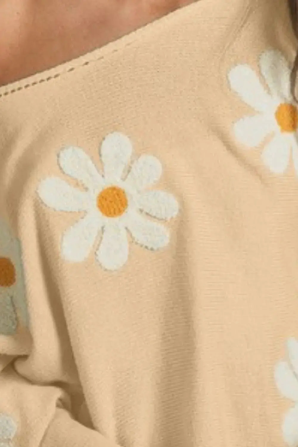 BiBi Flower Embroidery Loose Fit Knit Top by Trendsi