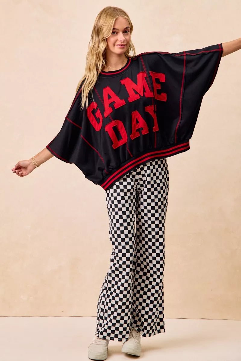 BiBi Gameday Theme Checkered Printed Pants - Bitsy Gypsy Boutique