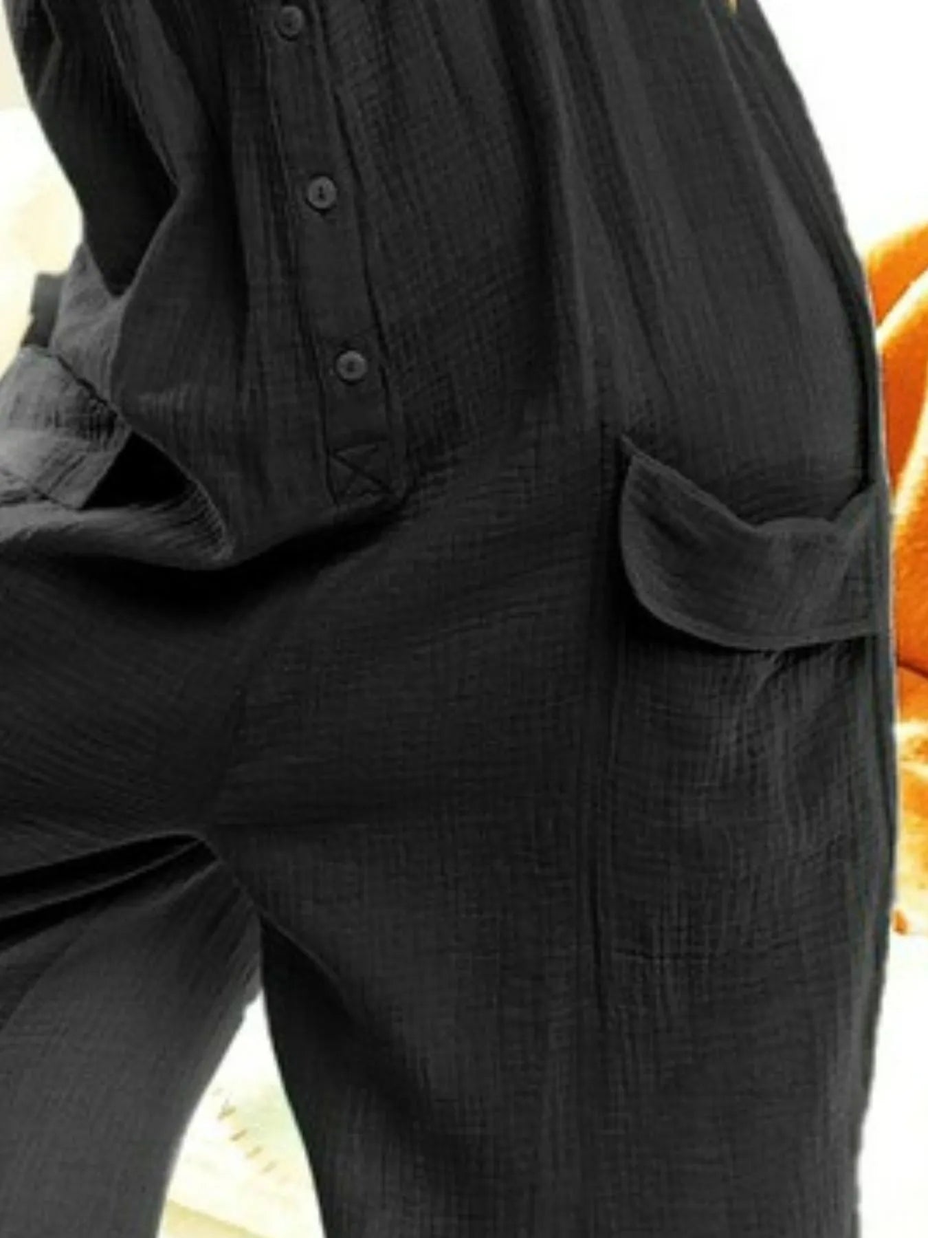 BiBi Gauze Buttoned Up Overall Jumpsuit with Pockets - Bitsy Gypsy Boutique