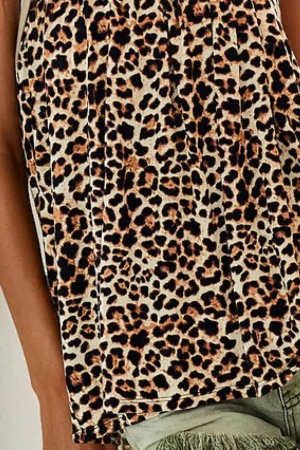 BiBi Leopard Printed Jersey Knit Gathering Cami Top by Trendsi