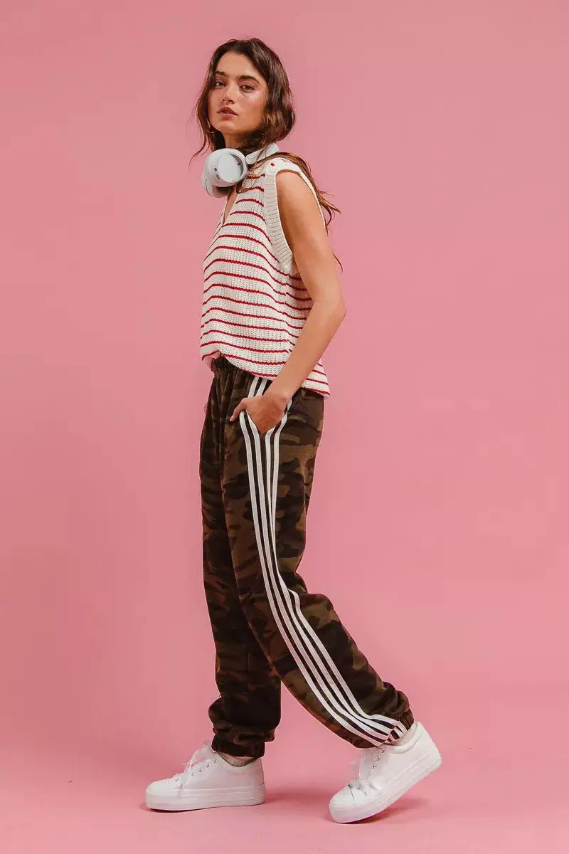 BiBi Side Lines Camouflage Track Pants by Trendsi