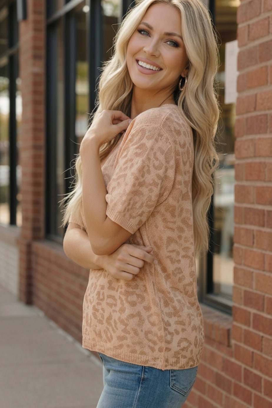 Blush Safari Knit Tee - Bitsy Gypsy Boutique