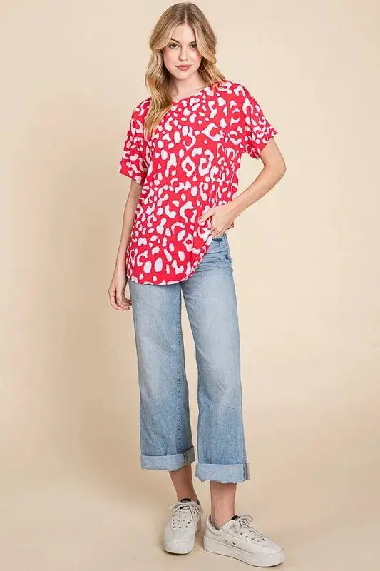 BOMBOM Animal Print Stretchy T-Shirt by Trendsi