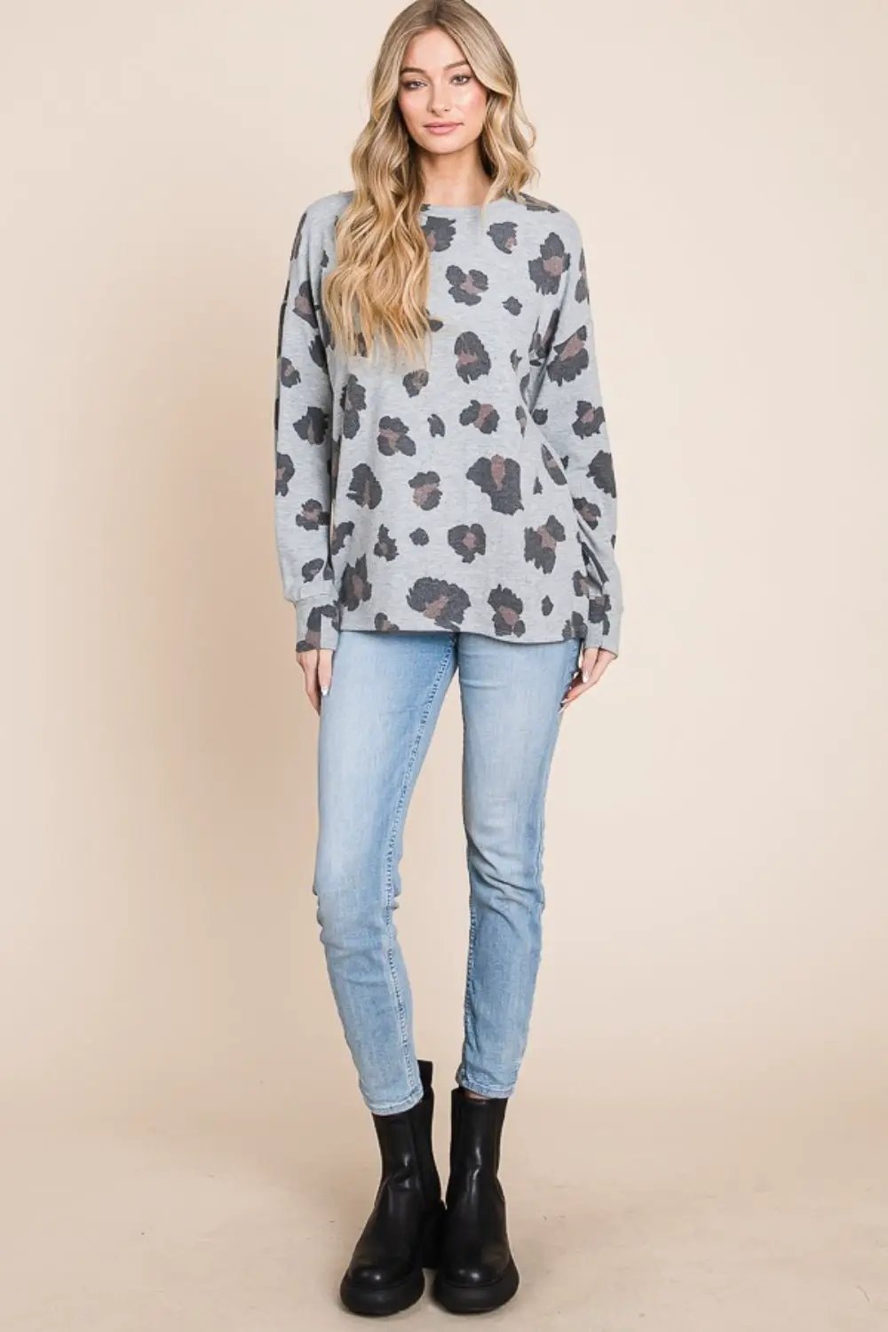 BOMBOM Leopard Drop Shoulder T-Shirt by Trendsi
