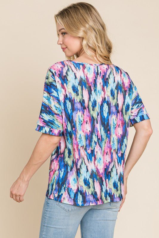 BOMBOM Lightweight Contrast Round Neck Short Sleeve T-Shirt - Bitsy Gypsy Boutique