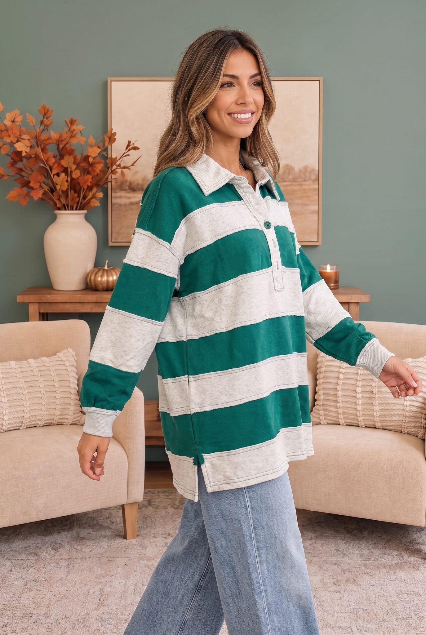 Boyfriend Striped Rugby Polo - Bitsy Gypsy Boutique