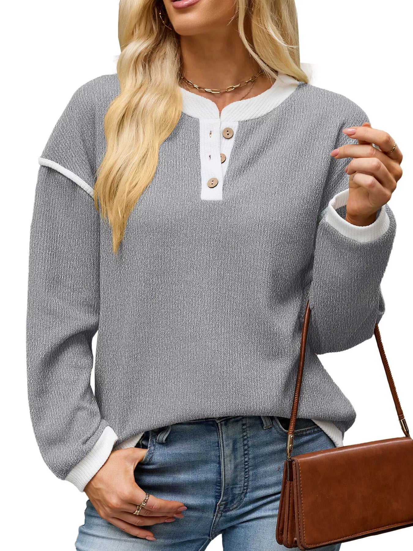 Button Detail Dropped Shoulder T-Shirt - Bitsy Gypsy Boutique