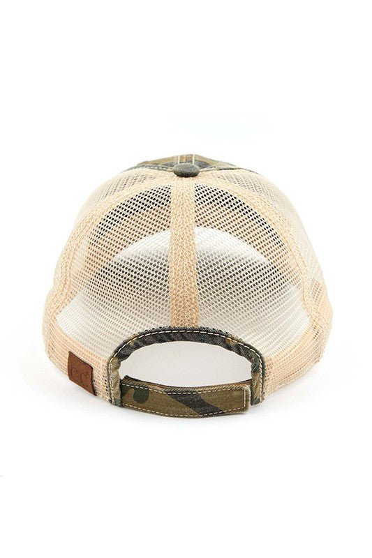 C.C Camo Distressed Caps Hat - Bitsy Gypsy Boutique