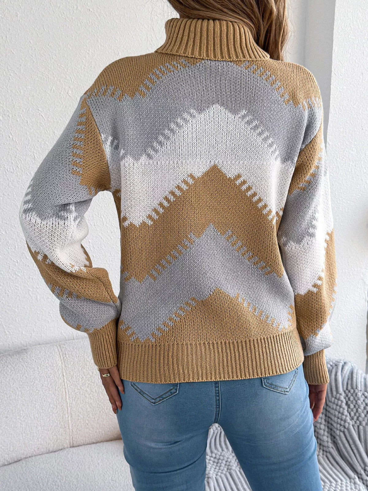 Chevron Pattern Turtleneck Sweater - Bitsy Gypsy Boutique