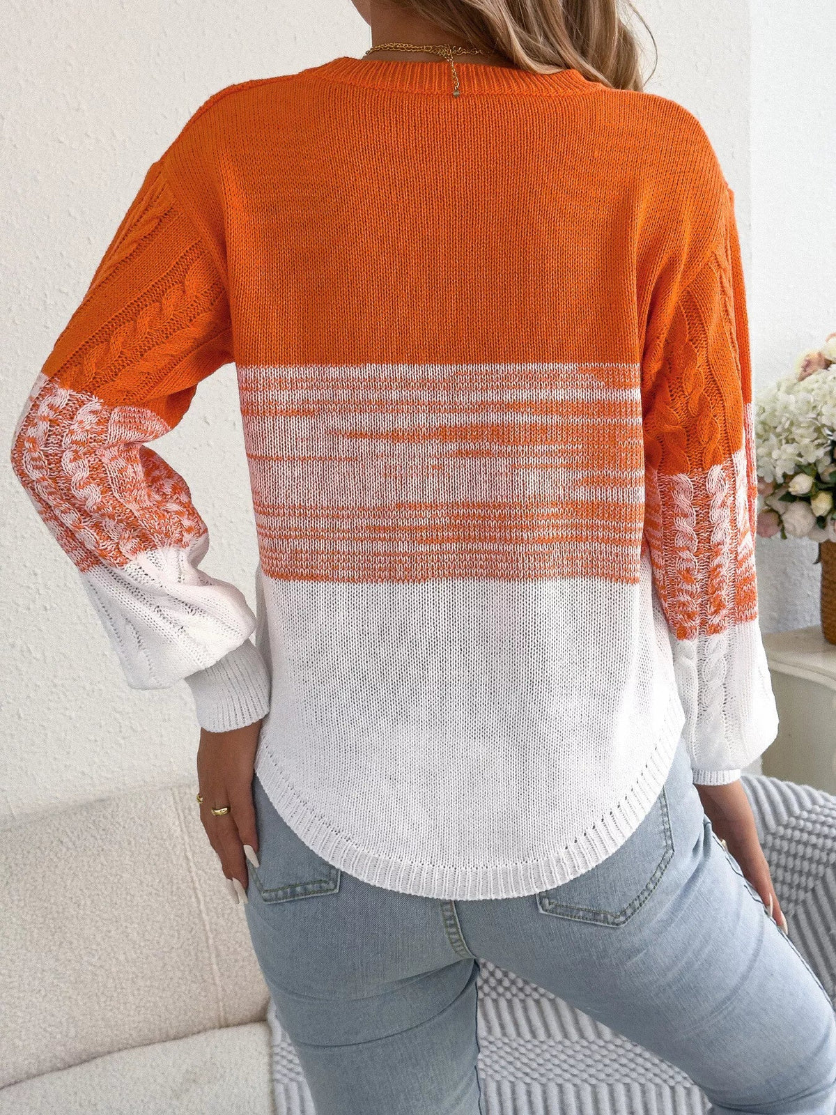 Color Block Cable Knit Sweater - Bitsy Gypsy Boutique