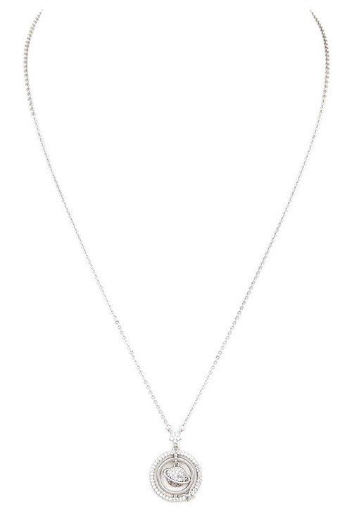 Cubic Zirconia Planet Pendant Necklace - Bitsy Gypsy Boutique