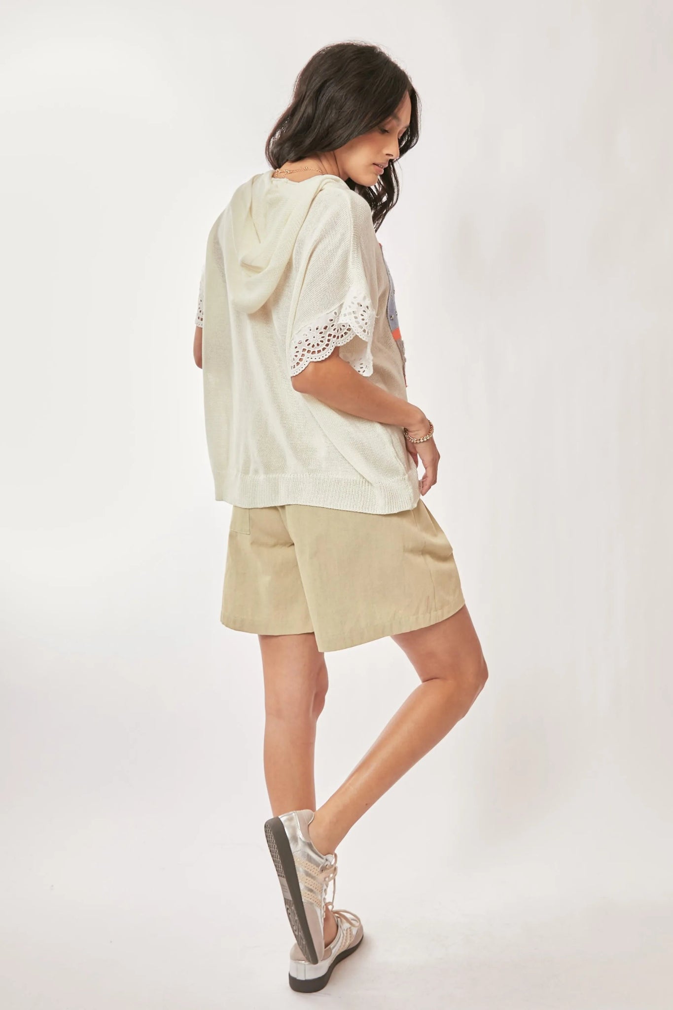 Davi & Dani American Flag Loose Fit Lace Sleeve Hoodie Top - Bitsy Gypsy Boutique