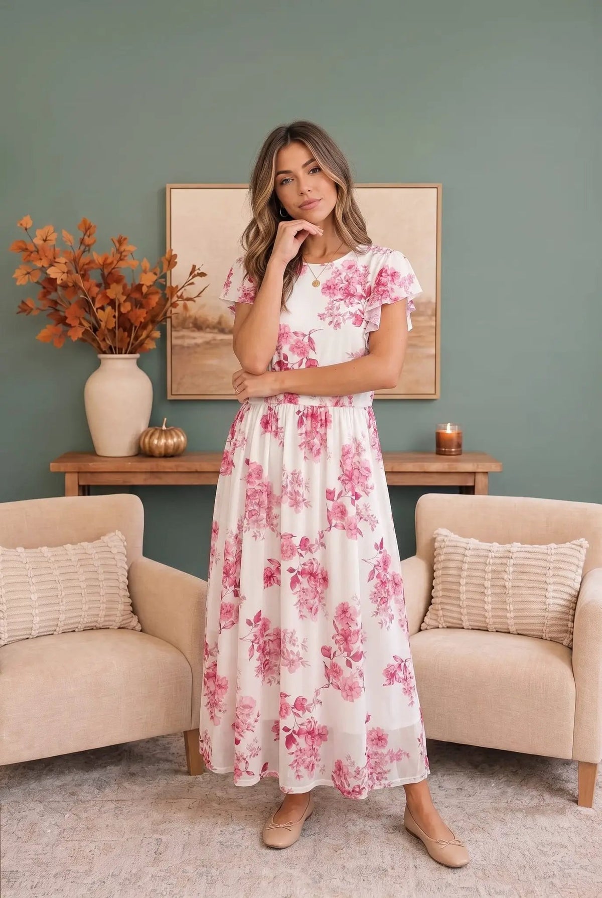Daytime Romance Floral Midi Dress by Haptics