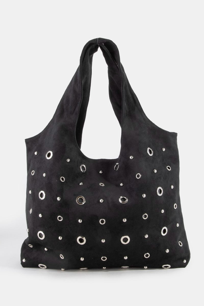 Fame Large Grommeted Suede Shoulder Bag - Bitsy Gypsy Boutique