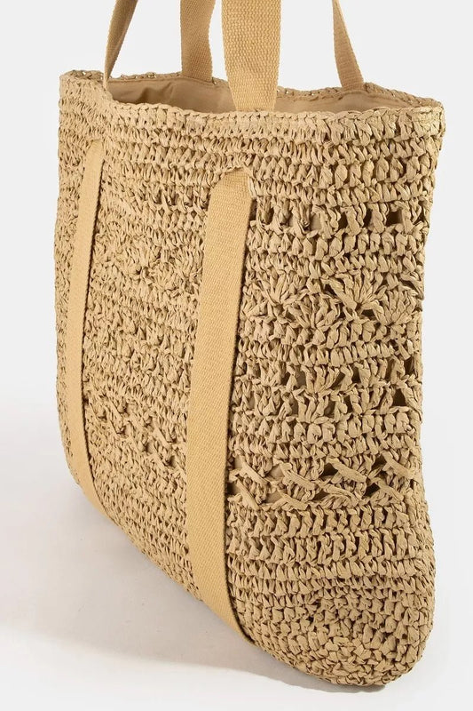 Fame Large Straw Braided Tote Bag with Hat Holder - Bitsy Gypsy Boutique