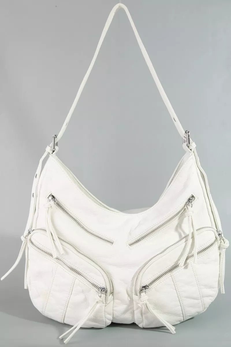 Fame Multi Zipper Pocket Leather Hobo Bag - Bitsy Gypsy Boutique