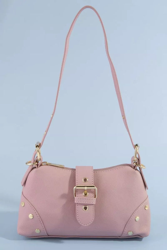 Fame Studded Saffiano Buckle Strap Shoulder Bag - Bitsy Gypsy Boutique