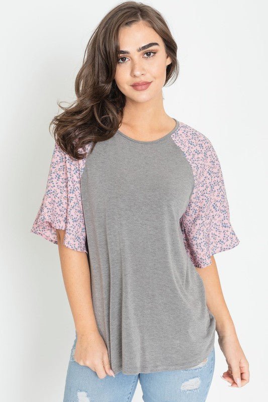 Floral Ruffle Sleeve Tunic - Bitsy Gypsy Boutique