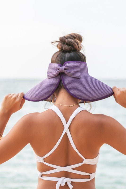 Foldable Wide Brim Bow Visor - Bitsy Gypsy Boutique