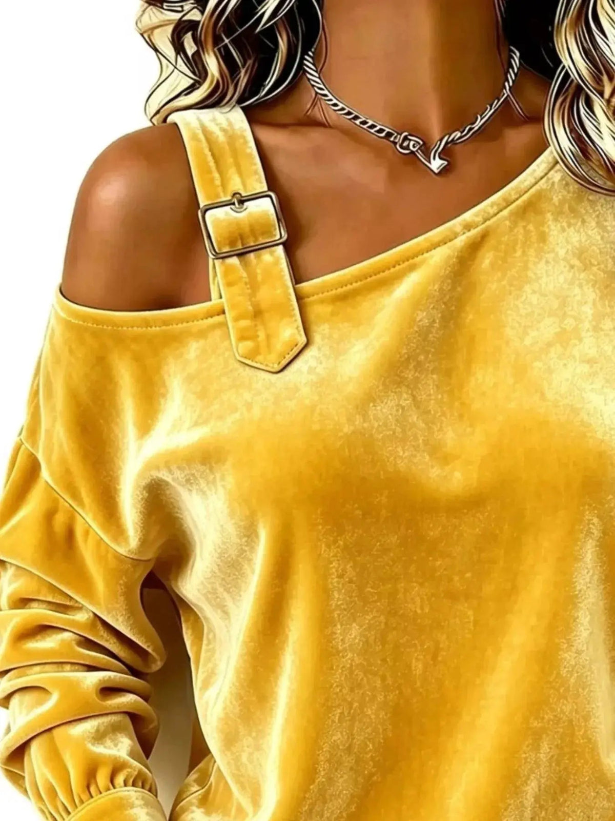 Full Size Asymmetrical Neck Long Sleeve Sweatshirt Plus Size - Bitsy Gypsy Boutique