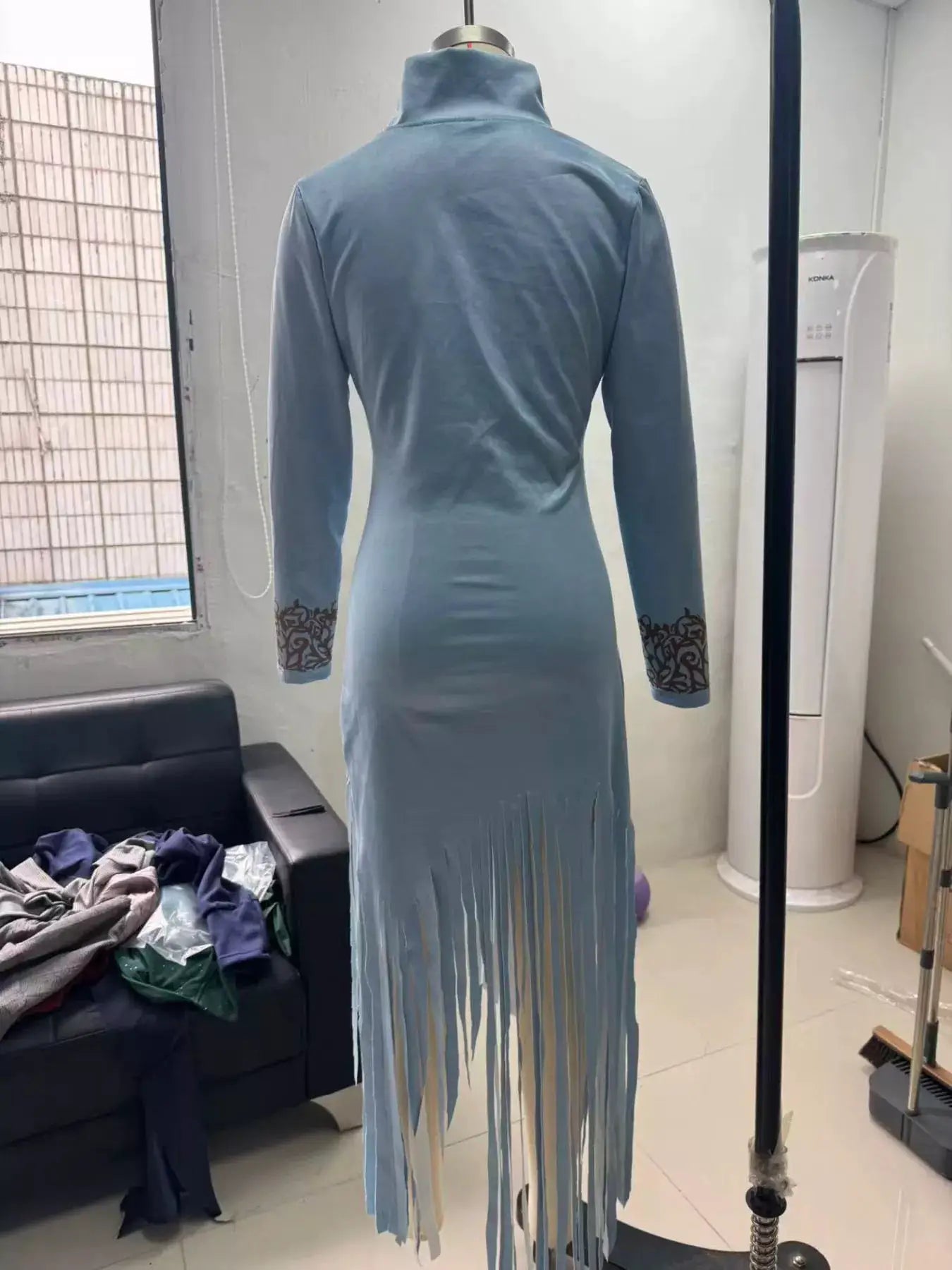 Full Size Embroidered Fringed Zip Front Maxi Dress Plus Size - Bitsy Gypsy Boutique