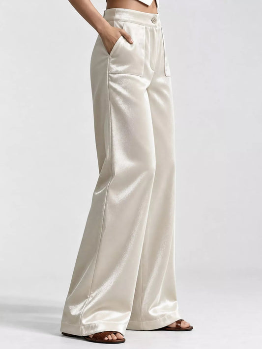Full Size High-Waisted Wide-Leg Velvet Pants with Pockets Plus Size - Bitsy Gypsy Boutique