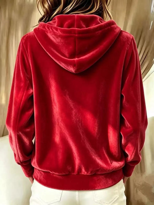 Full Size Velvet Button-Down Hooded Outerwear Plus Size - Bitsy Gypsy Boutique