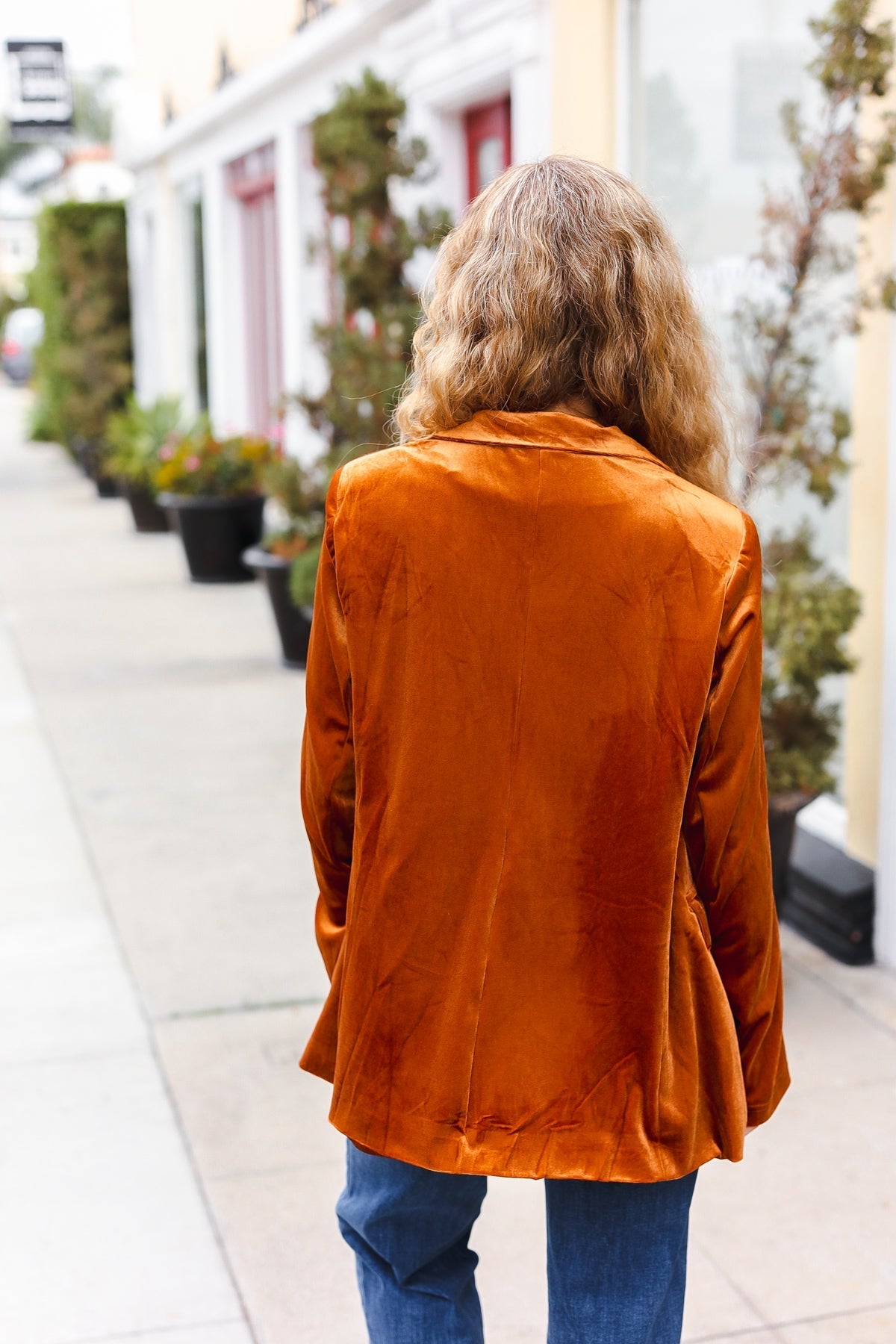 Holiday Stunner Rust Velvet Lapel Blazer - Bitsy Gypsy Boutique